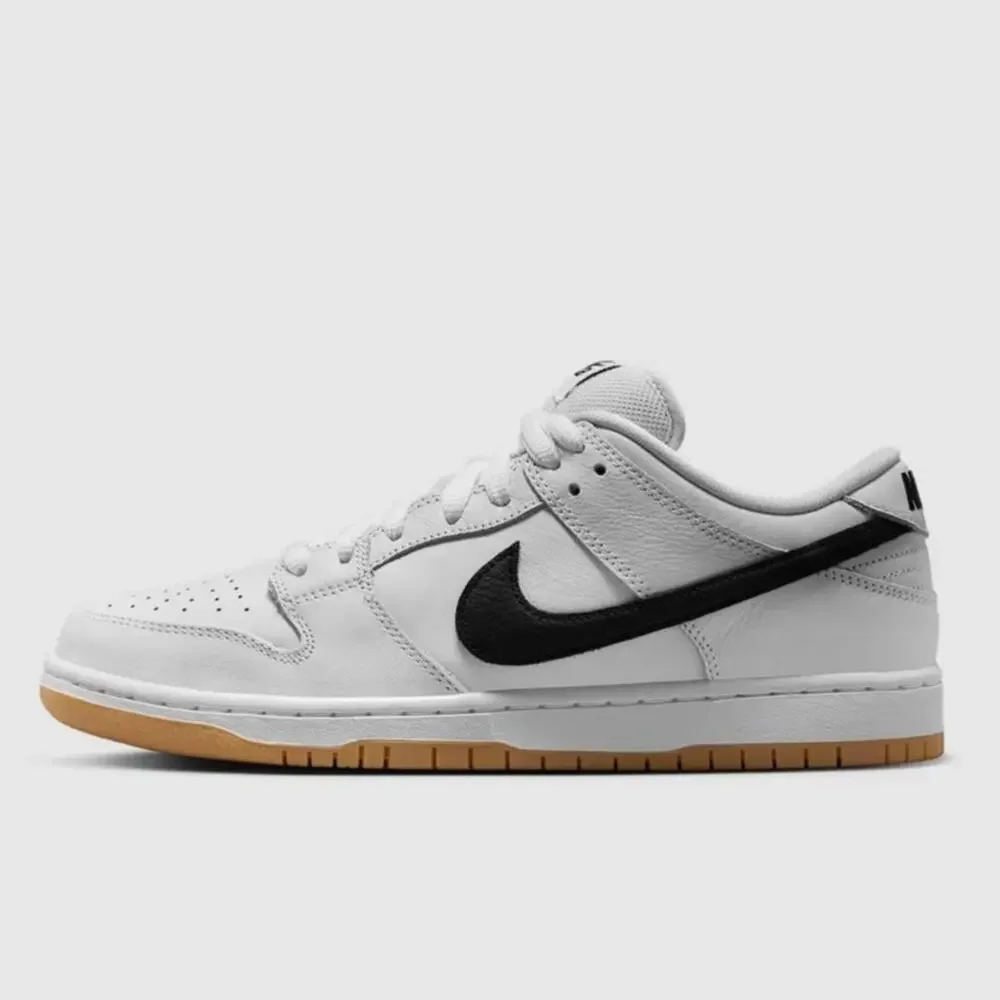 NIKE Men's SB Dunk Low White and Gum Light Brown Shoes Size 11